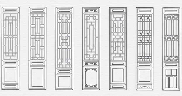 肃南常用中式仿古花窗图案隔断设计图